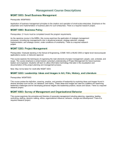 Management Course Descriptions MGMT 5053: Small Business Management