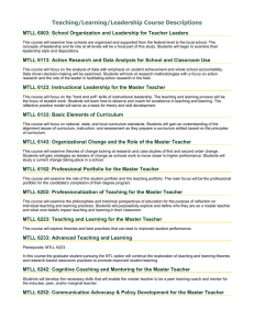 Teaching/Learning/Leadership Course Descriptions
