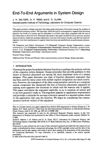 End-To-End Arguments in System Design