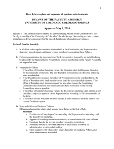 BYLAWS OF THE FACULTY ASSEMBLY UNIVERSITY OF COLORADO COLORADO SPRINGS