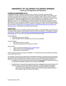 UNIVERSITY OF COLORADO COLORADO SPRINGS Tuition and Fee Agreement and Disclosure