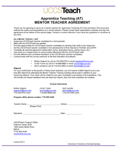 Apprentice Teaching (AT) MENTOR TEACHER AGREEMENT