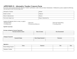 APPENDIX E:  Alternative Teacher Concern Form