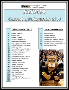 Fall 2014 Classes begin August 25, 2014 TABLE OF CONTENTS COURSE OFFERINGS