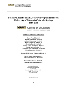 Teacher Education and Licensure Program Handbook University of Colorado Colorado Springs 2014-2015