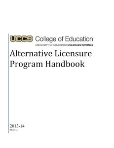 Alternative Licensure Program Handbook  2013-14