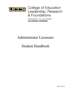 Administrator Licensure Student Handbook LRF: 8/15/14