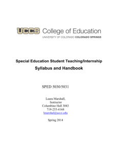 Syllabus and Handbook Special Education Student Teaching/Internship  SPED 5030/5031