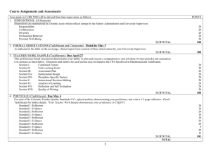 Course Assignments and Assessments DISPOSITIONS: All Semester