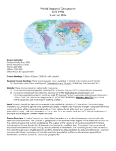 World Regional Geography GES 1980 Summer 2014