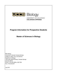 Program Information for Prospective Students  Master of Sciences in Biology