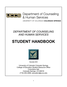 STUDENT HANDBOOK  DEPARTMENT OF COUNSELING AND HUMAN SERVICES