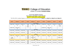 UCCS MA TESOL Program On Campus and Online Course Schedule