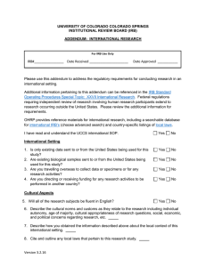 UNIVERSITY OF COLORADO COLORADO SPRINGS INSTITUTIONAL REVIEW BOARD (IRB)