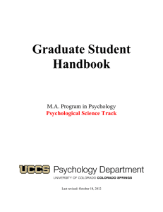 Graduate Student Handbook  M.A. Program in Psychology
