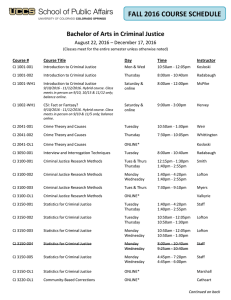 FALL 2016 COURSE SCHEDULE Bachelor of Arts in Criminal Justice