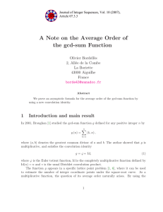 A Note on the Average Order of the gcd-sum Function Olivier Bordell`es