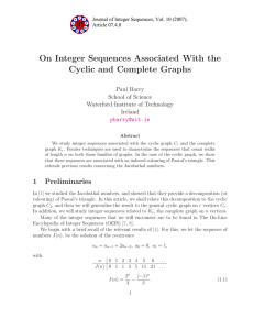 On Integer Sequences Associated With the Cyclic and Complete Graphs Paul Barry