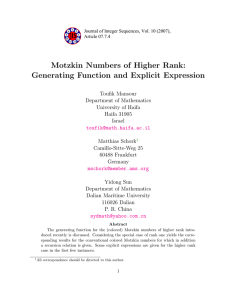 Motzkin Numbers of Higher Rank: Generating Function and Explicit Expression