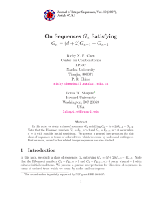 G On Sequences Satisfying = (d + 2)G