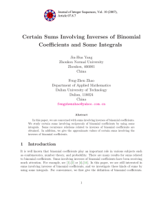 Certain Sums Involving Inverses of Binomial Coefficients and Some Integrals
