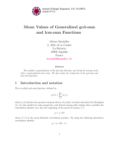 Mean Values of Generalized gcd-sum and lcm-sum Functions Olivier Bordell`es