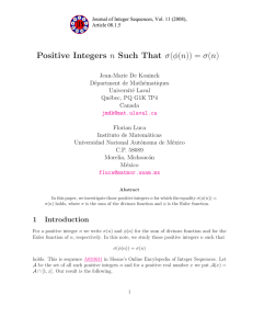 n Such That σ(φ(n)) = σ(n) Positive Integers
