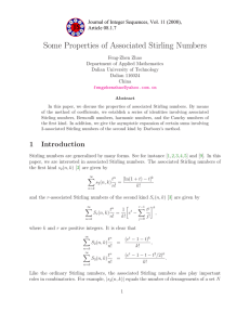 Some Properties of Associated Stirling Numbers Article 08.1.7 Feng-Zhen Zhao