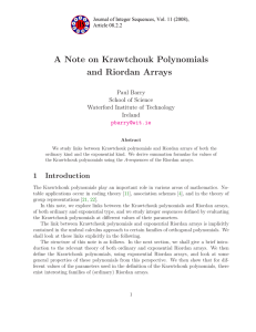 A Note on Krawtchouk Polynomials and Riordan Arrays Paul Barry School of Science