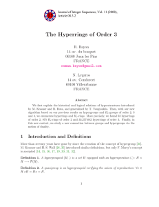 The Hyperrings of Order 3 R. Bayon 14 av. du bosquet