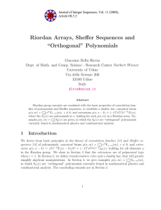 Riordan Arrays, Sheffer Sequences and “Orthogonal” Polynomials