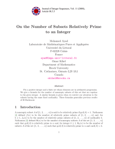 On the Number of Subsets Relatively Prime to an Integer