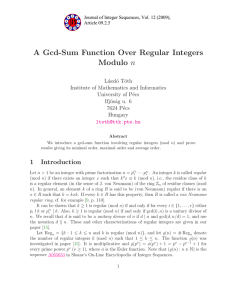 A Gcd-Sum Function Over Regular Integers n Modulo