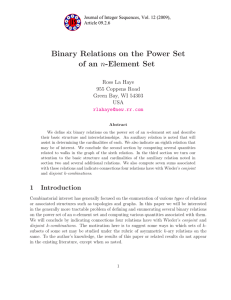 Binary Relations on the Power Set n-Element Set of an Ross La Haye