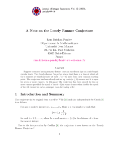 A Note on the Lonely Runner Conjecture