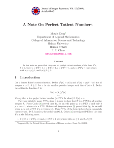 A Note On Perfect Totient Numbers