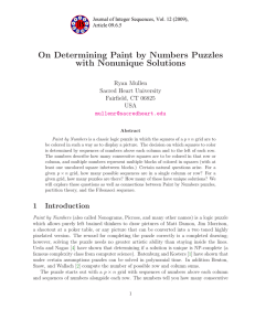 On Determining Paint by Numbers Puzzles with Nonunique Solutions Ryan Mullen