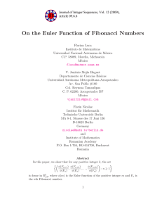On the Euler Function of Fibonacci Numbers Article 09.6.6