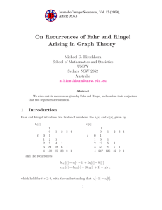 On Recurrences of Fahr and Ringel Arising in Graph Theory