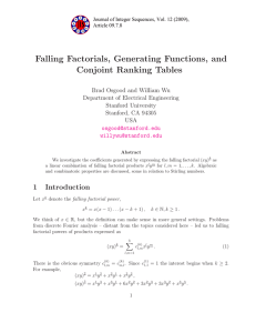 Falling Factorials, Generating Functions, and Conjoint Ranking Tables