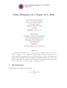 Some Remarks on a Paper of L. Toth