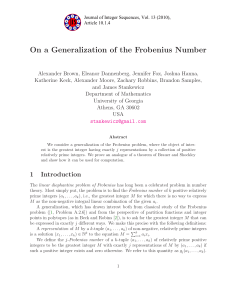 On a Generalization of the Frobenius Number