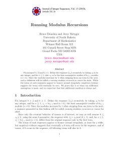 Running Modulus Recursions