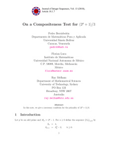 (2 + 1)/3 On a Compositeness Test for