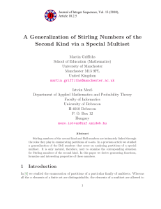 A Generalization of Stirling Numbers of the