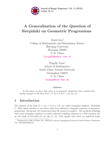 A Generalization of the Question of Sierpi´ nski on Geometric Progressions