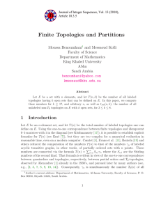 Finite Topologies and Partitions i and Messaoud Kolli Faculty of Science