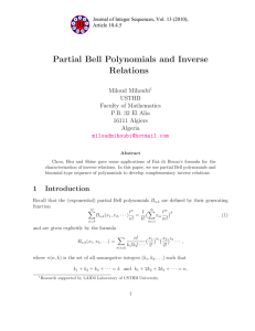 Partial Bell Polynomials and Inverse Relations i USTHB