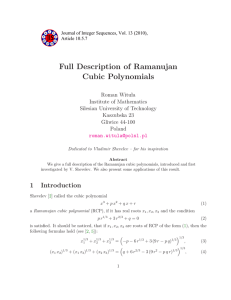 Full Description of Ramanujan Cubic Polynomials