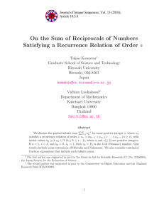 On the Sum of Reciprocals of Numbers